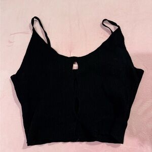Black crop top with cut out detail